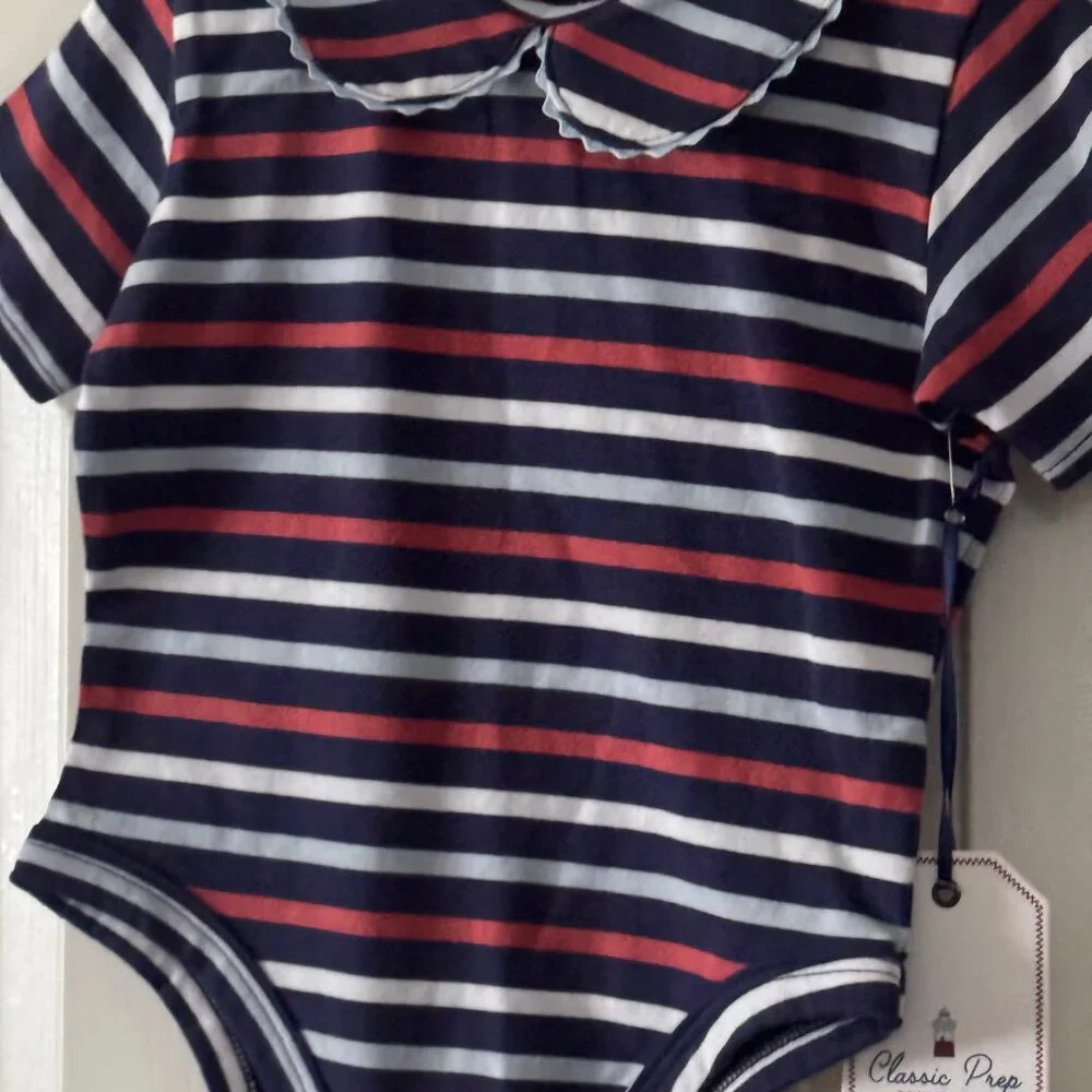 New Classic Prep Kids Girls Izzy Bodysuit East Beach Stripe Size 6-9 months